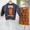 Juice Vibes Only Baskılı Sweatshirt Portakal Desenli Çizgili Alt Üst Takım 3İplik