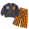 Juice Vibes Only Baskılı Sweatshirt Portakal Desenli Çizgili Alt Üst Takım 3İplik