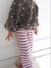 Kalp Desenli Nakışlı Şerit Detaylı Çizgili Pantolonlu Kız Çocuk Sweatshirt & Eşofman Altı Alt Üst Takım