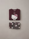 Karakter Desen Baskılı Bordo Sweatshirt ve Gri Desenli Eşofman Alt Üst 2 İplik Kız Çocuk Takım