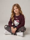Karakter Desen Baskılı Bordo Sweatshirt ve Gri Desenli Eşofman Alt Üst 2 İplik Kız Çocuk Takım