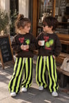 Kiwi Best Friends Baskılı Sweatshirt ve Çizgili Eşofman Altı Unisex Alt Üst Takım