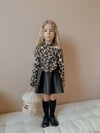 Leopar Omuz ve Fiyonk Detaylı Elbise