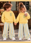 Limon Baskılı Sweatshirt ve Çizgili Eşofman Kız & Erkek Çocuk 3ip Alt Üst Takım