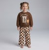 Milk & Cookies Baskılı Kahverengi Sweatshirt ve Kurabiye Baskılı Oversize Eşofman Altı Unisex 3İp Takım