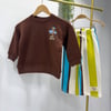 Out Surfin Baskılı Sweatshirt Çizgili Nakış Detaylı Eşofman Unisex 3İp Alt Üst Takım