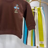 Out Surfin Baskılı Sweatshirt Çizgili Nakış Detaylı Eşofman Unisex 3İp Alt Üst Takım