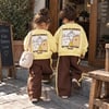 Power İn Kindess Baskılı Sarı Sweatshirt - Kahverengi Şeritli Eşofman Altı Süper Kalite Kız & Erkek Çocuk