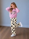 Sevimli Baskılı Şeker Pembe Sweatshirt & Desenli Eşofman Altı Kız Çocuk Alt Üst Takım
