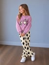 Sevimli Baskılı Şeker Pembe Sweatshirt & Desenli Eşofman Altı Kız Çocuk Alt Üst Takım