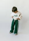 Snacks for Dinner Yazılı Beyaz Sweatshirt ve Yan Şeritli Yeşil Eşofman Altı Unisex 3İplik İkili Takım