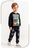 Şort Baskı Detaylı 3 iplik erkek çocuk Sweatshirt & Eşofman Alt Üst Takım Süper Kalite Kumaş