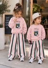 That's My Jam Çilek Baskılı Sweatshirt Çizgili Eşofman 3İp Alt Üst Takım