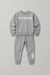 Time Baskılı Gri Sweatshirt Lastikli Paça Eşofman Alt Üst Takım 3İplik Süper Kalite