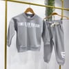 Time Baskılı Gri Sweatshirt Lastikli Paça Eşofman Alt Üst Takım 3İplik Süper Kalite