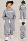 Time Baskılı Gri Sweatshirt Lastikli Paça Eşofman Alt Üst Takım 3İplik Süper Kalite