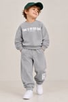 Time Baskılı Gri Sweatshirt Lastikli Paça Eşofman Alt Üst Takım 3İplik Süper Kalite
