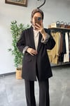 Leopar Astarlı Double Kadın Ceket Siyah