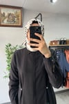 Tığ Triko Gömlek Yaka Elbise Siyah