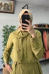 Tığ Triko Keten Etekli Takım Olive
