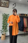 Tığ Triko Oversize Gömlek Orange
