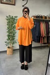 Tığ Triko Oversize Gömlek Orange