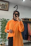 Tığ Triko Oversize Gömlek Orange