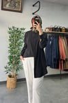 Tığ Triko Oversize Gömlek Siyah