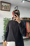 Tığ Triko Oversize Gömlek Siyah