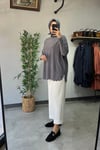 Tığ Triko Oversize Tunik Antrasit