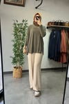 Tığ Triko Oversize Tunik Haki