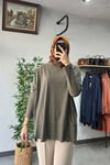 Tığ Triko Oversize Tunik Haki