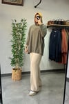 Tığ Triko Oversize Tunik Haki