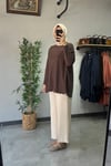Tığ Triko Oversize Tunik Kahve