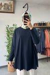 Tığ Triko Oversize Tunik Lacivert