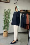 Tığ Triko Oversize Tunik Lacivert