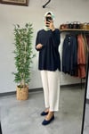 Tığ Triko Oversize Tunik Lacivert