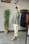 Tığ Triko Oversize Tunik Mint