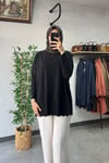 Tığ Triko Oversize Tunik Siyah