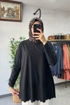 Tığ Triko Oversize Tunik Siyah