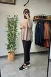 Tığ Triko Oversize Tunik Vizon