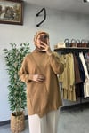Tığ Triko Rayon Tunik Camel