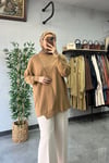 Tığ Triko Rayon Tunik Camel