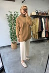 Tığ Triko Rayon Tunik Camel