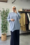Tığ Triko Rayon Tunik Mavi