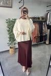 Tığ Triko Yarasa Kol Bluz Vanilya