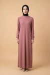 Pembe Düz Uzun Elbise