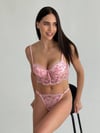 A 110 PEMBE BÜYÜK ÇİÇEK BRODE DESTEKLİ BÜSTİYER TAKIMI