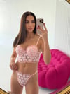 A 110 PEMBE PAPATYA BRODE DESTEKLİ BÜSTİYER TAKIMI