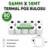 56MM x 14MT 80 Adet Yazarkasa / Termal Pos Rulosu 